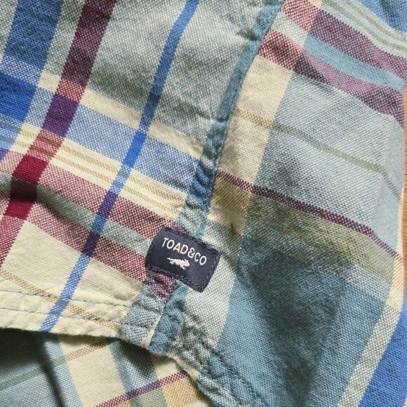Toad & Co Mens M Eddy Plaid Organic Button Up Hiking Camping Outdoors - Picture 6 of 8